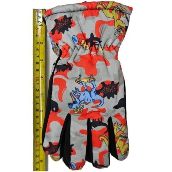 Kids Fur Lined Winter Ski Gloves, Blue - Picture 2 of 4